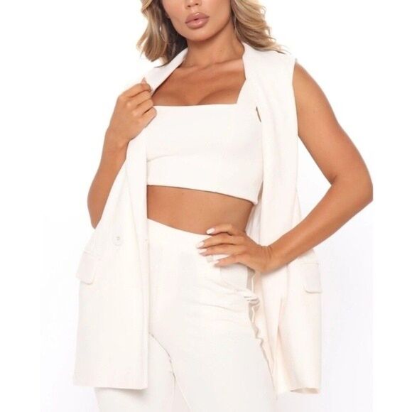 Fashion Nova Sasha Oversize Vest - Cream - Picture 1 of 8